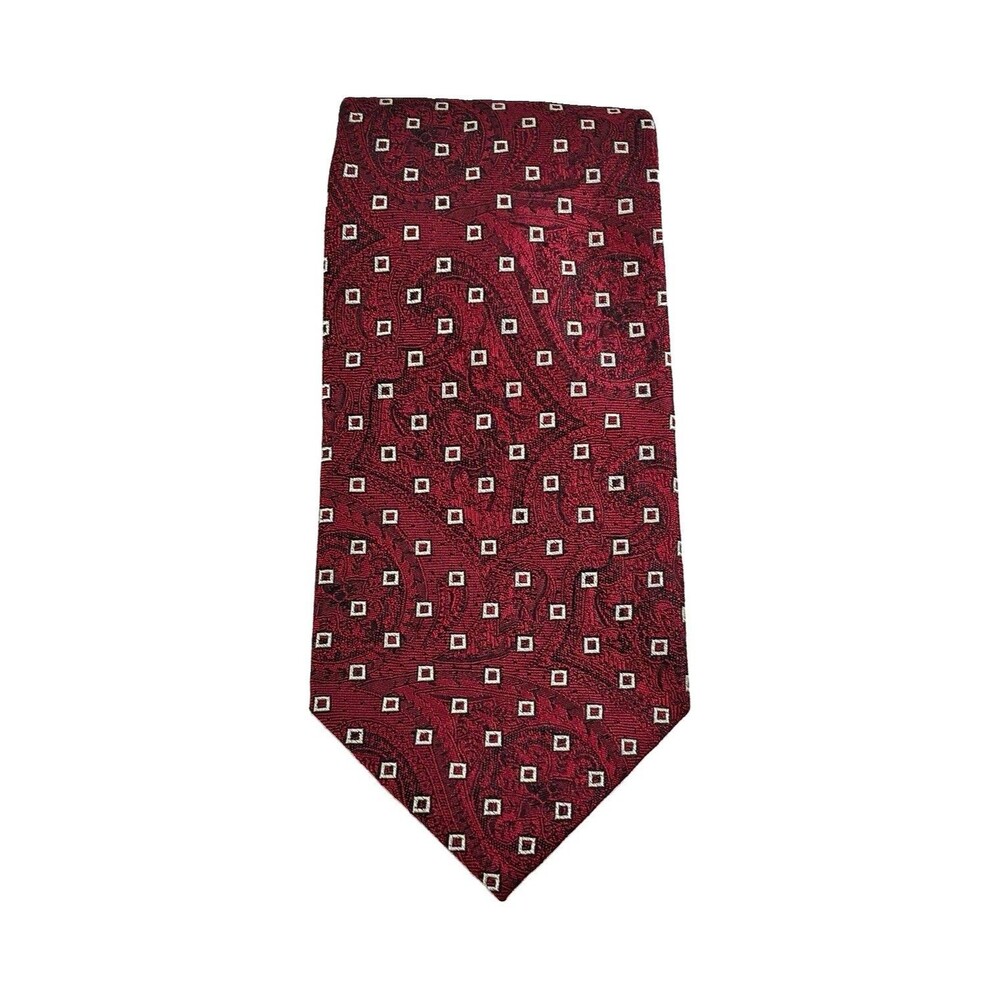 Vintage City of London Ferrel Reed Silk Tie Red Paisley Geometric Made USA